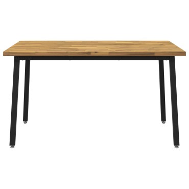 vidaXL 140x80x75cm Στερεό Ξύλο Ακακίας Λευκό και Μαύρο Ορθογώνιος