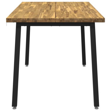 vidaXL 140x80x75cm Στερεό Ξύλο Ακακίας Λευκό και Μαύρο Ορθογώνιος