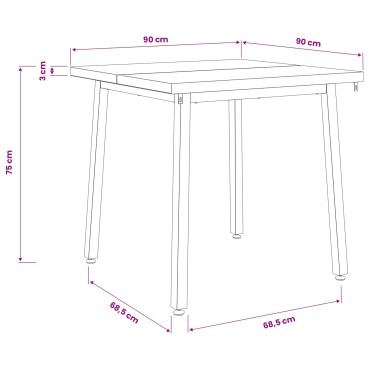 vidaXL 90x90x75cm Στερεό Ξύλο Ακακίας Σκούρο Καφέ και Λευκό