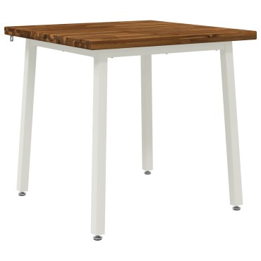 vidaXL 90x90x75cm Στερεό Ξύλο Ακακίας Φυσικό και Λευκό τετράγωνο