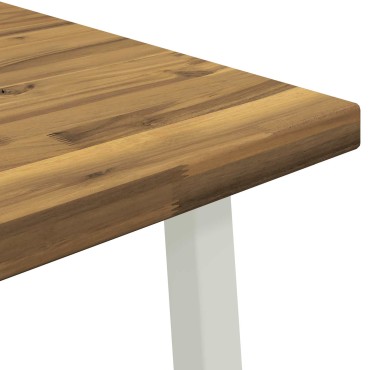 vidaXL 90x90x75cm Στερεό Ξύλο Ακακίας Λευκό τετράγωνο
