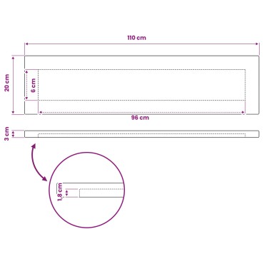 vidaXL Ορθογώνια Επιφάνεια Τραπεζιού 110x20x3,2cm Ορθογώνιος 1 τεμ.