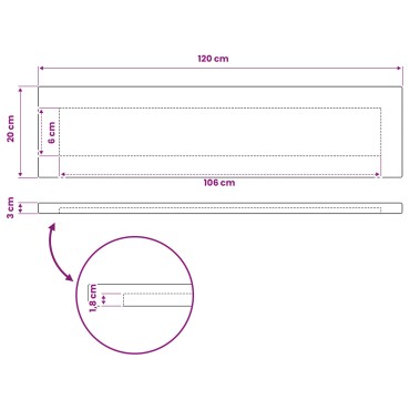 vidaXL Ορθογώνια Επιφάνεια Τραπεζιού 120x20x3,2cm Ορθογώνιος 1 τεμ.