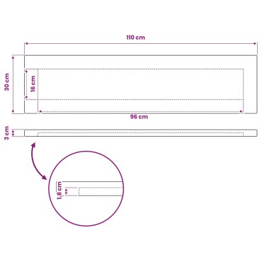 vidaXL Ορθογώνια Επιφάνεια Τραπεζιού 110x30x3,2cm Ορθογώνιος 1 τεμ.