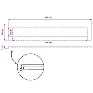 vidaXL Ορθογώνια Επιφάνεια Τραπεζιού 140x30x3,2cm Ορθογώνιος 1 τεμ.