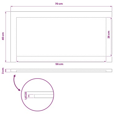 vidaXL Ορθογώνια Επιφάνεια Τραπεζιού 70x40x3cm Ορθογώνιος 1 τεμ.