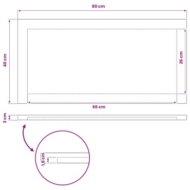 vidaXL Ορθογώνια Επιφάνεια Τραπεζιού 80x40x3cm Ορθογώνιος 1 τεμ.