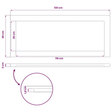 vidaXL Ορθογώνια Επιφάνεια Τραπεζιού 130x40x3cm Ορθογώνιος 1 τεμ.