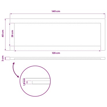 vidaXL Ορθογώνια Επιφάνεια Τραπεζιού 140x40x3cm Ορθογώνιος 1 τεμ.