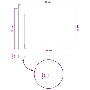 vidaXL Ορθογώνια Επιφάνεια Τραπεζιού 70x50x3cm Ορθογώνιος 1 τεμ.