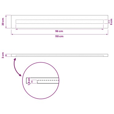 vidaXL Ορθογώνια Επιφάνεια Τραπεζιού 110x20x3,2cm Ορθογώνιος 1 τεμ.