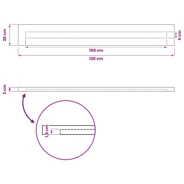 vidaXL Ορθογώνια Επιφάνεια Τραπεζιού 120x20x3cm Ορθογώνιος 1 τεμ.