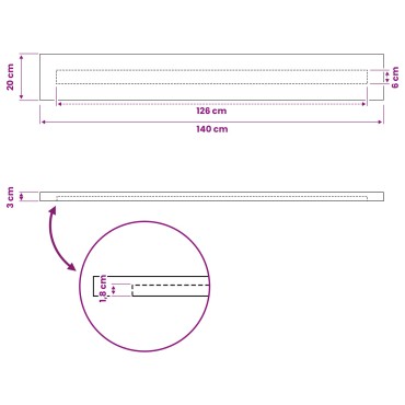 vidaXL Ορθογώνια Επιφάνεια Τραπεζιού 140x20x3cm Ορθογώνιος 1 τεμ.