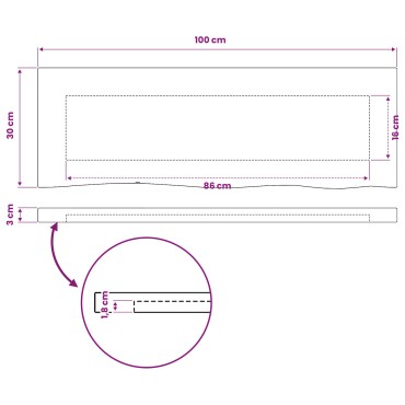 vidaXL Ορθογώνια Επιφάνεια Τραπεζιού 100x30x3,2cm Ορθογώνιος 1 τεμ.