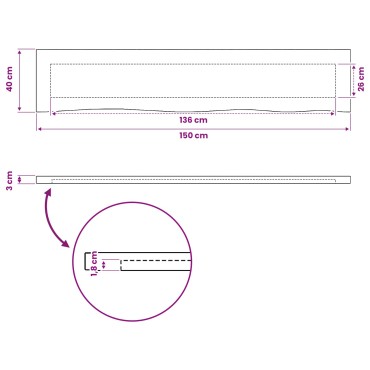 vidaXL Ορθογώνια Επιφάνεια Τραπεζιού 150x40x3,2cm Ορθογώνιος 1 τεμ.