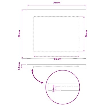 vidaXL Ορθογώνια Επιφάνεια Τραπεζιού 70x50x3,2cm Ορθογώνιος 1 τεμ.