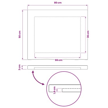 vidaXL Ορθογώνια Επιφάνεια Τραπεζιού 80x50x3,2cm Ορθογώνιος 1 τεμ.