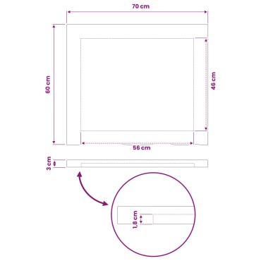 vidaXL Ορθογώνια Επιφάνεια Τραπεζιού 70x60x3,2cm Ορθογώνιος 1 τεμ.