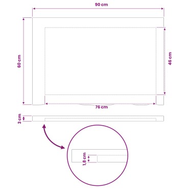 vidaXL Ορθογώνια Επιφάνεια Τραπεζιού 90x60x3,2cm Ορθογώνιος 1 τεμ.