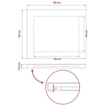 vidaXL Ορθογώνια Επιφάνεια Τραπεζιού 110x60x3,2cm Ορθογώνιος 1 τεμ.