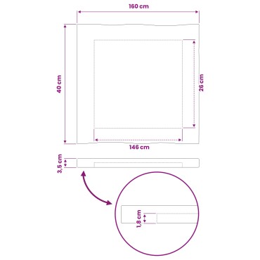 vidaXL Ορθογώνια Επιφάνεια Τραπεζιού 160x40x3cm Ορθογώνιος 1 τεμ.