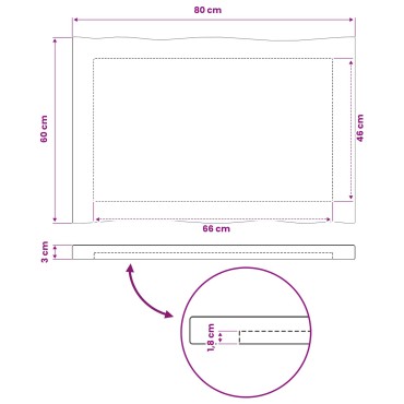 vidaXL Ορθογώνια Επιφάνεια Τραπεζιού 80x60x3cm Ορθογώνιος 1 τεμ.