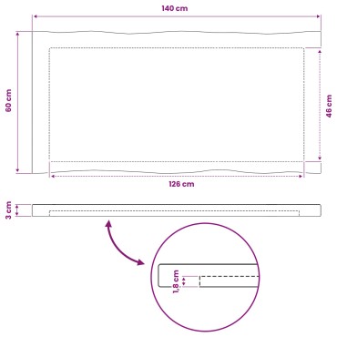 vidaXL Ορθογώνια Επιφάνεια Τραπεζιού 140x60x3cm Ορθογώνιος 1 τεμ.