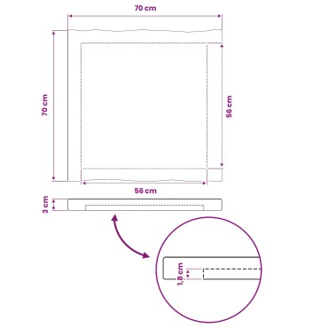 vidaXL Ορθογώνια Επιφάνεια Τραπεζιού 70x70x3cm τετράγωνο 1 τεμ.