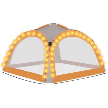 vidaXL Τέντα Εκδηλώσεων με LED 4 Τοιχώματα Γκρι/Πορτοκαλί 3,6x3,6x2,3μ