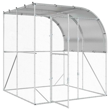 vidaXL Κοτέτσι Ασημί 200 x 200 x 215 εκ Γαλβανισμένος Χάλυβας