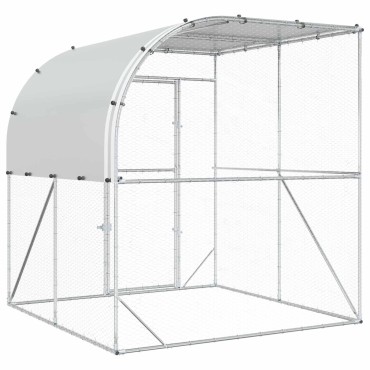 vidaXL Κοτέτσι Ασημί 200 x 200 x 215 εκ Γαλβανισμένος Χάλυβας