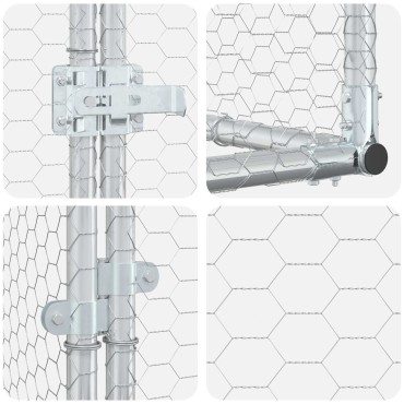 vidaXL Κοτέτσι Ασημί 200 x 200 x 215 εκ Γαλβανισμένος Χάλυβας