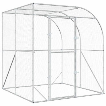 vidaXL Κοτέτσι Ασημί 200 x 200 x 215 εκ Γαλβανισμένος Χάλυβας