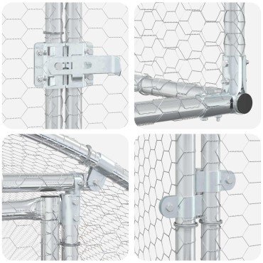 vidaXL Κοτέτσι Ασημί 200 x 200 x 200 cm Γαλβανισμένος Χάλυβας