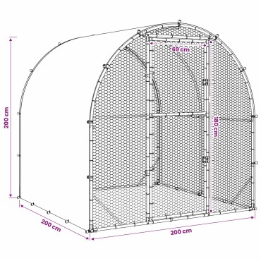 vidaXL Κοτέτσι Ασημί 200 x 200 x 200 cm Γαλβανισμένος Χάλυβας