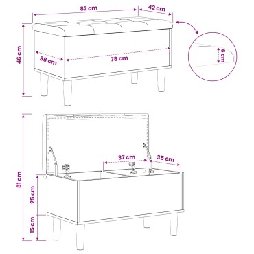 vidaXL Παγκάκι αποθήκευσης με μαξιλάρι Artisan Δρυς 82x42x46 εκ 1 τεμ.