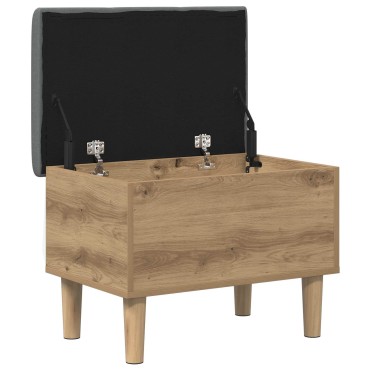 vidaXL Παγκάκι αποθήκευσης με μαξιλάρι Artisan Δρυς 62x42x46 εκ 1 τεμ.