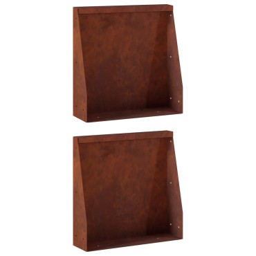 vidaXL Τοίχος Στήριξης 2 τμχ. 40 x 12 x 40 εκ. Σκ rusty