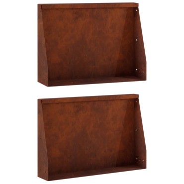 vidaXL Τοίχος Στήριξης 2 τμχ. 60 x 12 x 50 εκ. Σκ rusty