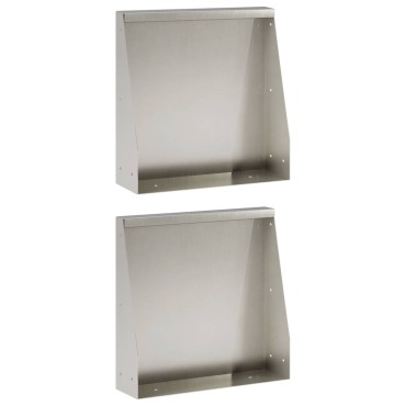 vidaXL Τοίχος Στήριξης 2 τμχ. 40 x 12 x 30 εκ. Ανοξείδωτο Ατσάλι Ασημί