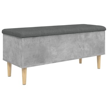 vidaXL Παγκάκι Αποθήκευσης Γκρι Σκυροδεμ. 102x42x46cm Επεξεργ. Ξύλο 1 τεμ.
