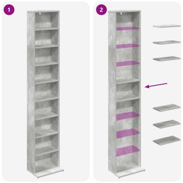 vidaXL Ντουλάπα CD 2 τεμ. Γκρι Σκυροδέματος 33x23,5x175cm