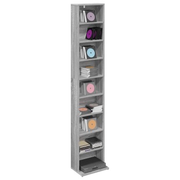 vidaXL Ντουλάπα CD Γκρι Sonoma 33x23,5x175cm Επεξεργασμένο Ξύλο