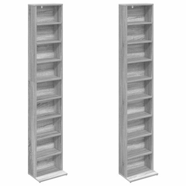 vidaXL Ντουλάπα CD 2 τεμ. Γκρι Sonoma 33x23,5x175cm