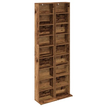 vidaXL Ντουλάπα CD 2 τεμ. Παλαιωμένο ξύλο 33x23,5x175cm