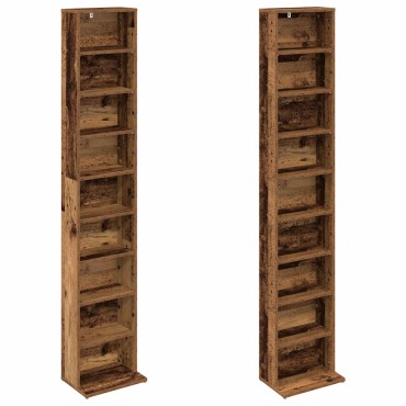 vidaXL Ντουλάπα CD 2 τεμ. Παλαιωμένο ξύλο 33x23,5x175cm