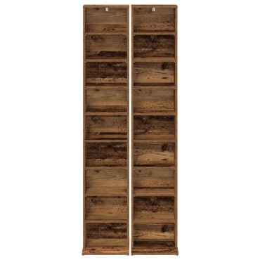 vidaXL Ντουλάπα CD 2 τεμ. Παλαιωμένο ξύλο 33x23,5x175cm
