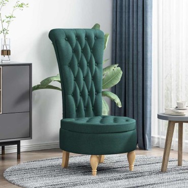 vidaXL Καναπέ με κουβέρτα Σκούρο Πράσινο 56,5 x 70 x 110 εκ ύφασμα