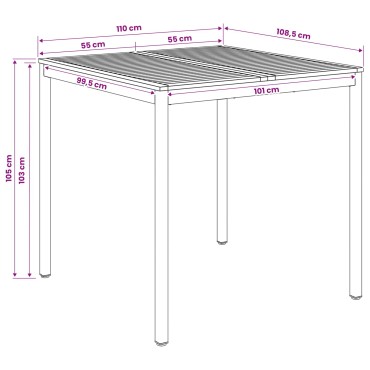 vidaXL Τραπέζι μπαρ κήπου NAARDEN Φυσικό και Μαύρο 110x108.5x105cm 1 τεμ.