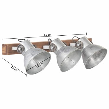 vidaXL Φωτιστικό Τοίχου Industrial Ασημί 65x25 εκ. Ε27